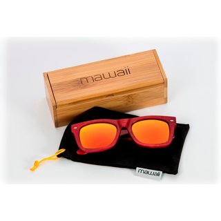 mawaii Sonnenbrille Bambus Puia Ra Rot Rot-Orange